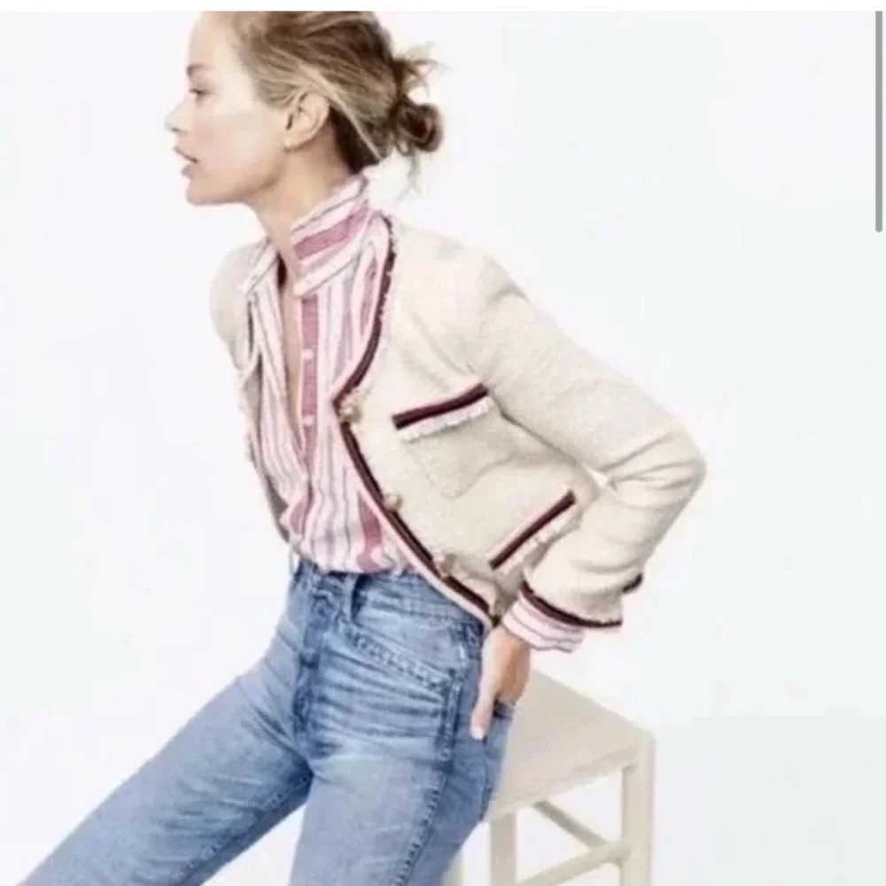NWOT J Crew Tweed Red White Blue Lady Jacket - Picture 2 of 6